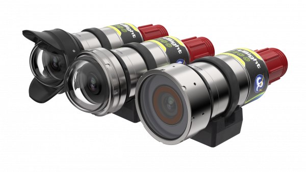 Image showing 3 subsea cameras in a row.